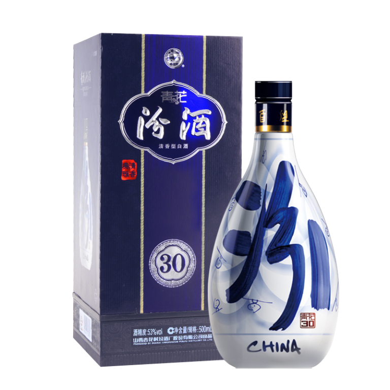 汾酒 杏花村酒 青花30年 三十年汾酒 53度 500mL  清香型白酒